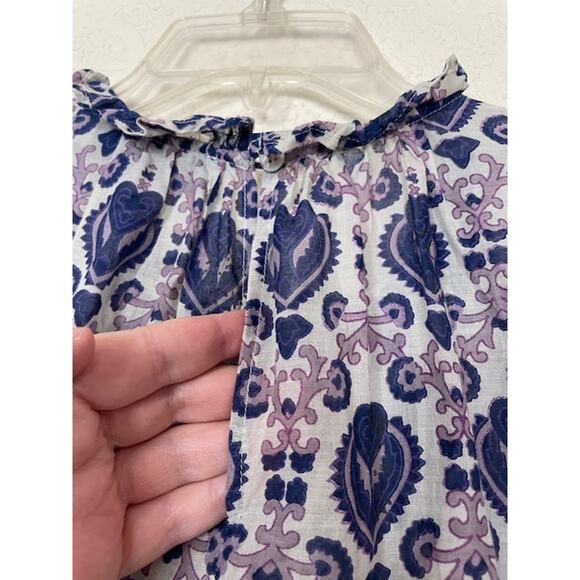 Sea New York Brigitte Border Top Violet Flutter Sleeves Cottage Victorian Tank L - Picture 5 of 10